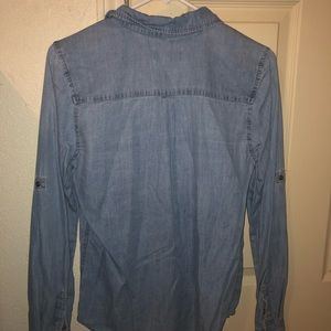 Blue jean collared long sleeve